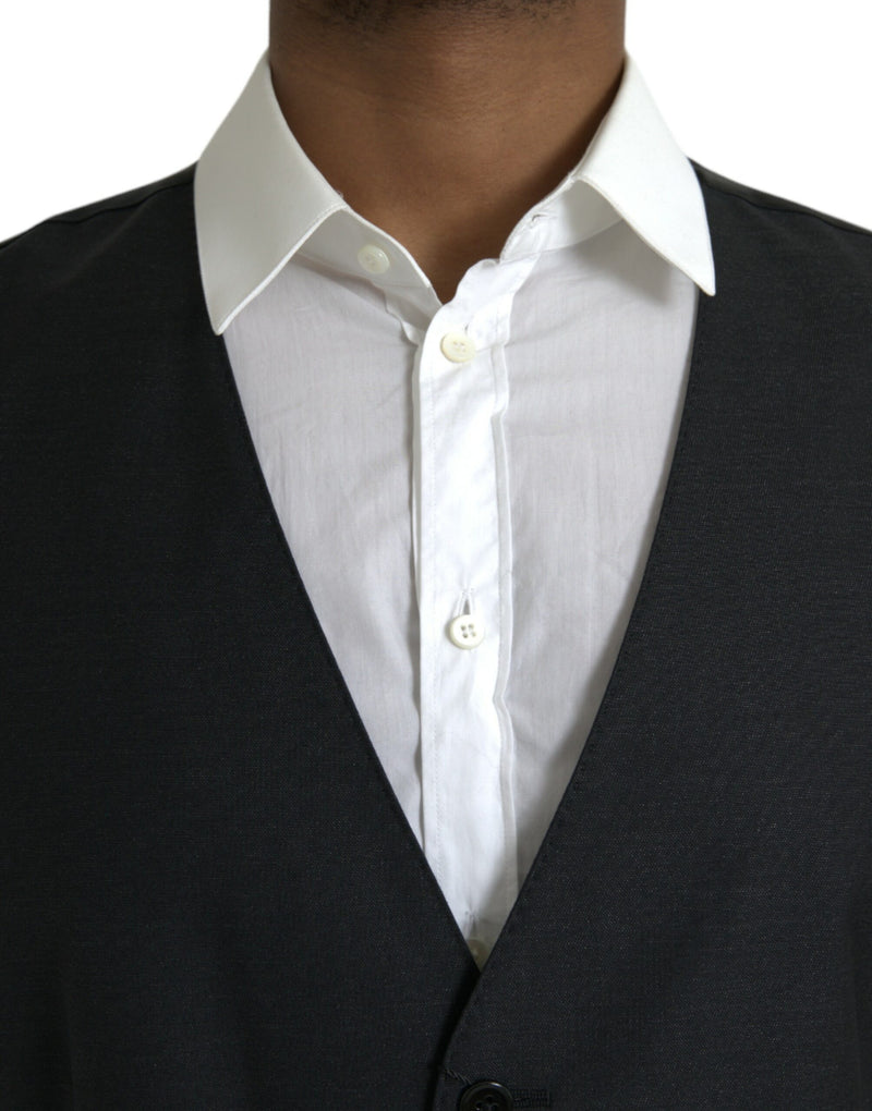 Dolce & Gabbana Black Wool Waistcoat - Elegant Formal Vest