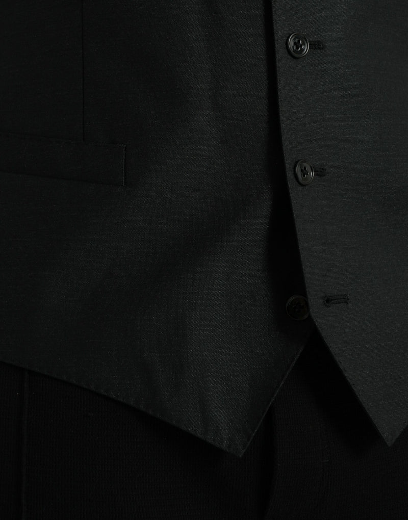 Dolce & Gabbana Black Wool Waistcoat - Elegant Formal Vest