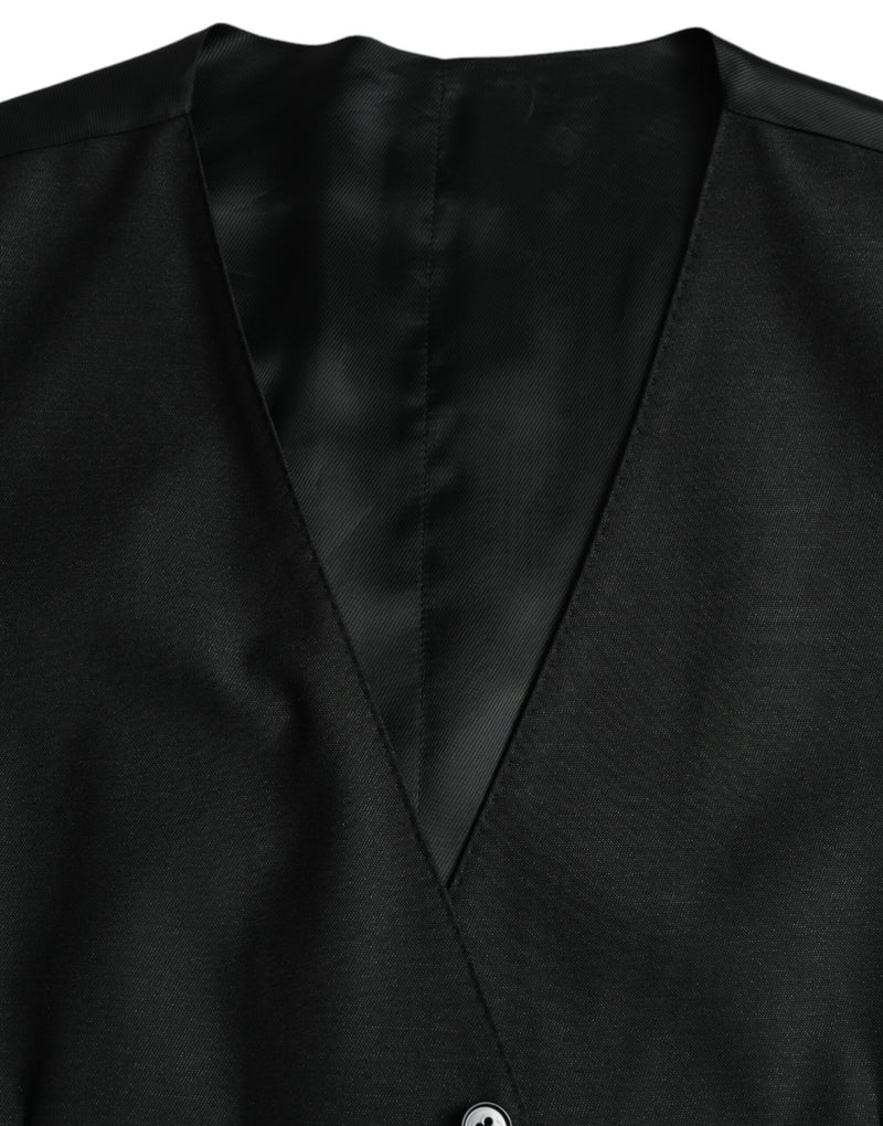 Dolce & Gabbana Black Wool Waistcoat - Elegant Formal Vest