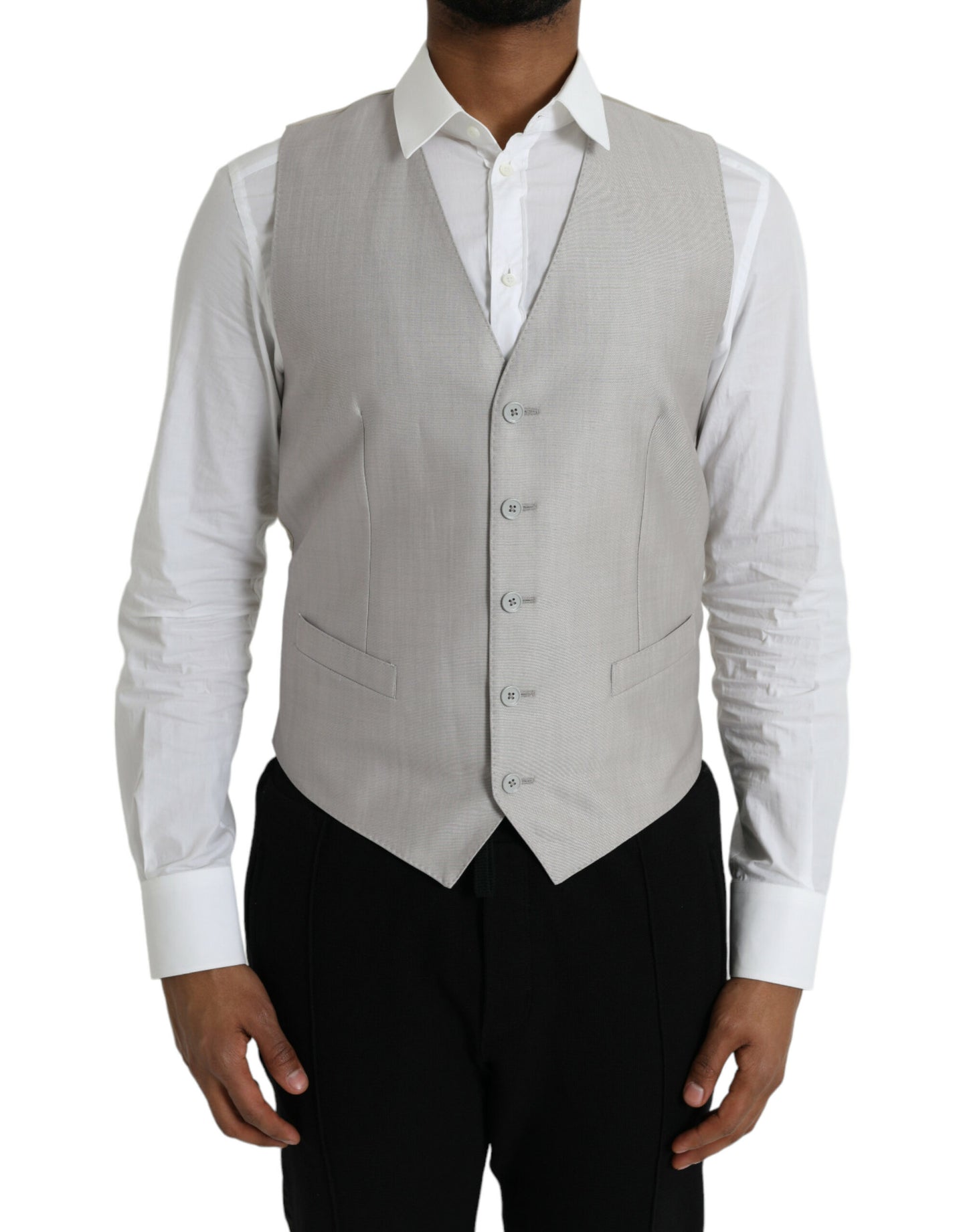 Gilet de costume en laine grise clair Dolce & Gabbana