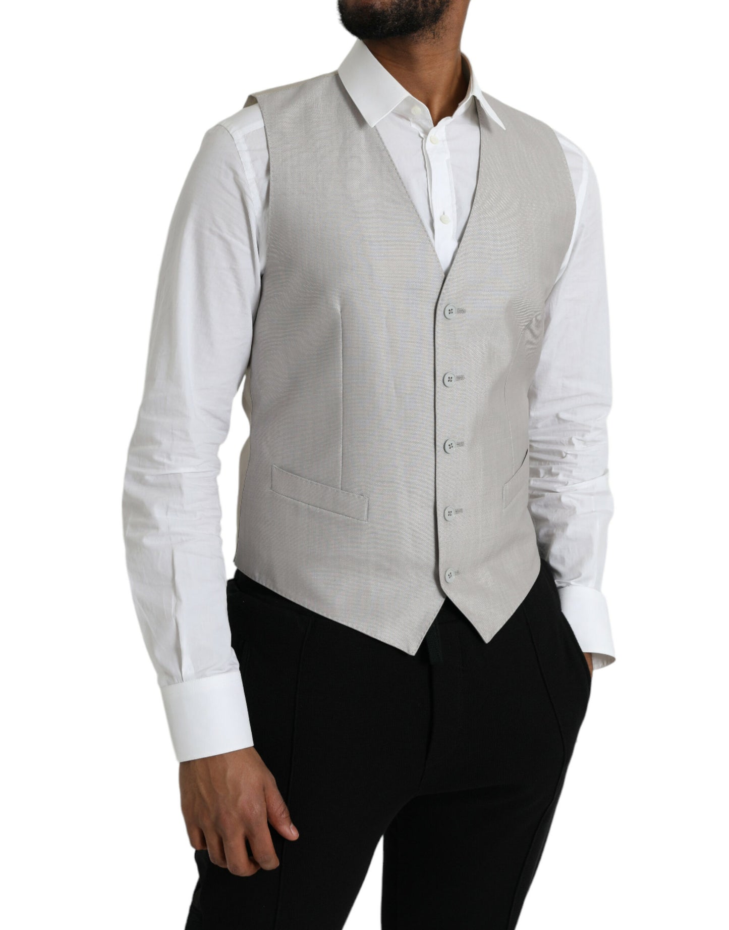 Gilet de costume en laine grise clair Dolce & Gabbana