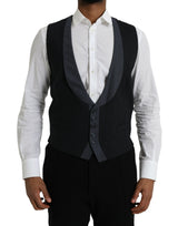 Dolce & Gabbana Black Wool Waistcoat - Elegant Men's Formal Vest