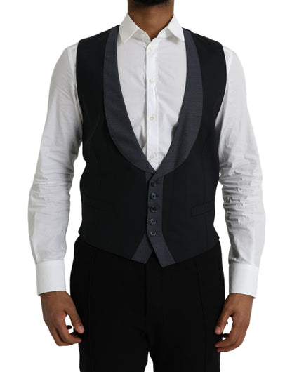 Gilet-robe noir en laine de Dolce & Gabbana, gilet formel.