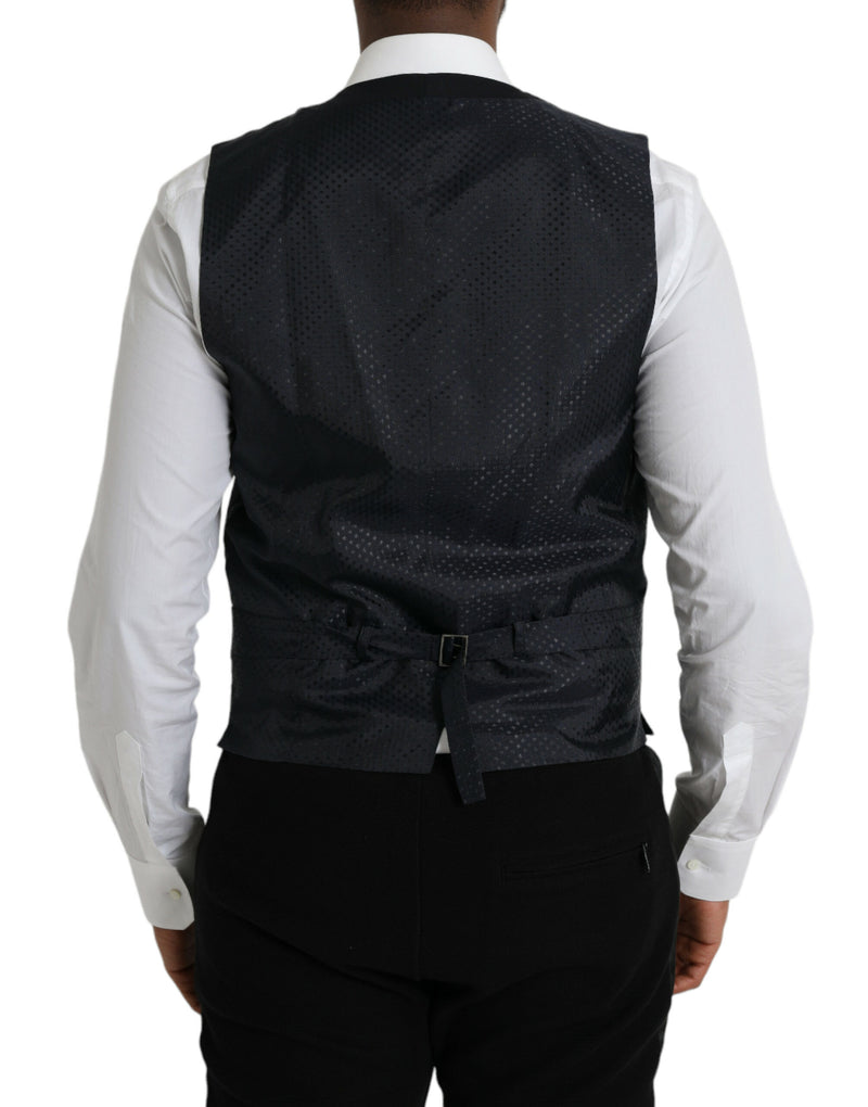 Dolce & Gabbana Black Wool Waistcoat - Elegant Men's Formal Vest