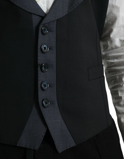 Gilet-robe noir en laine de Dolce & Gabbana, gilet formel.