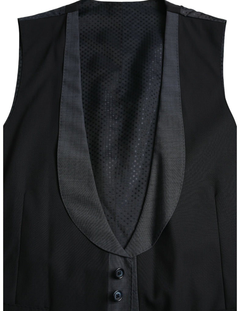 Dolce & Gabbana Black Wool Waistcoat - Elegant Men's Formal Vest