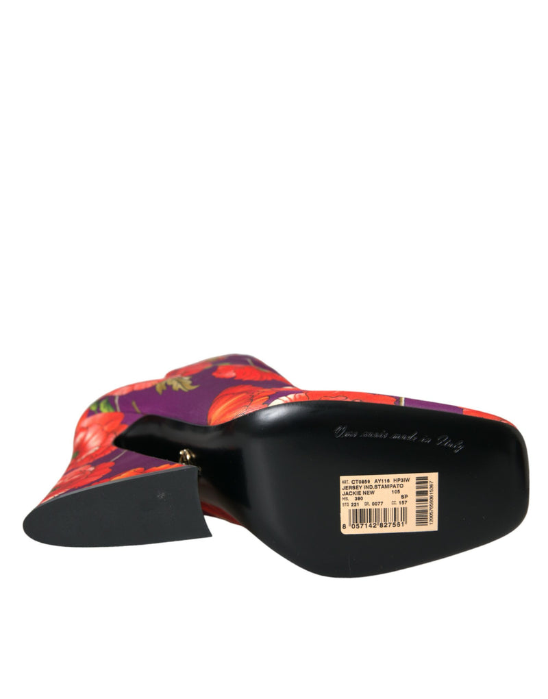 Dolce & Gabbana Bottines Ankle Stretch Jersey Floral Violet