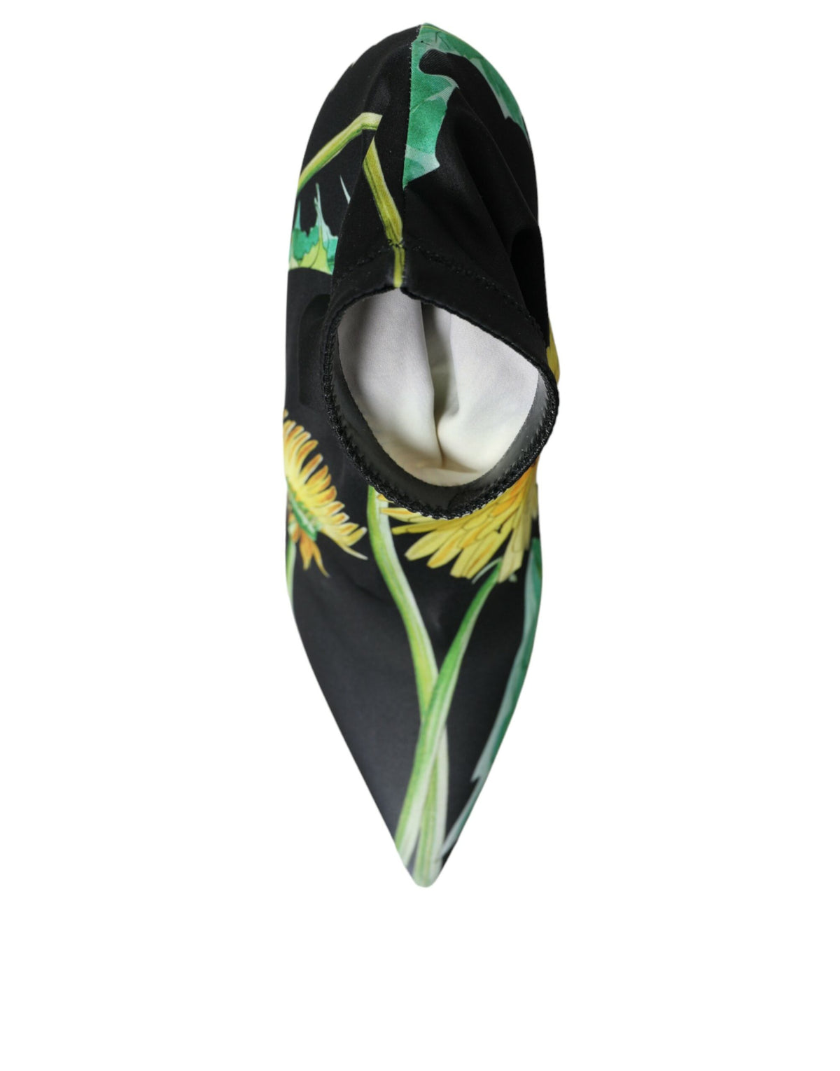Dolce & Gabbana Black Floral Jersey Stretch Ankle Boots