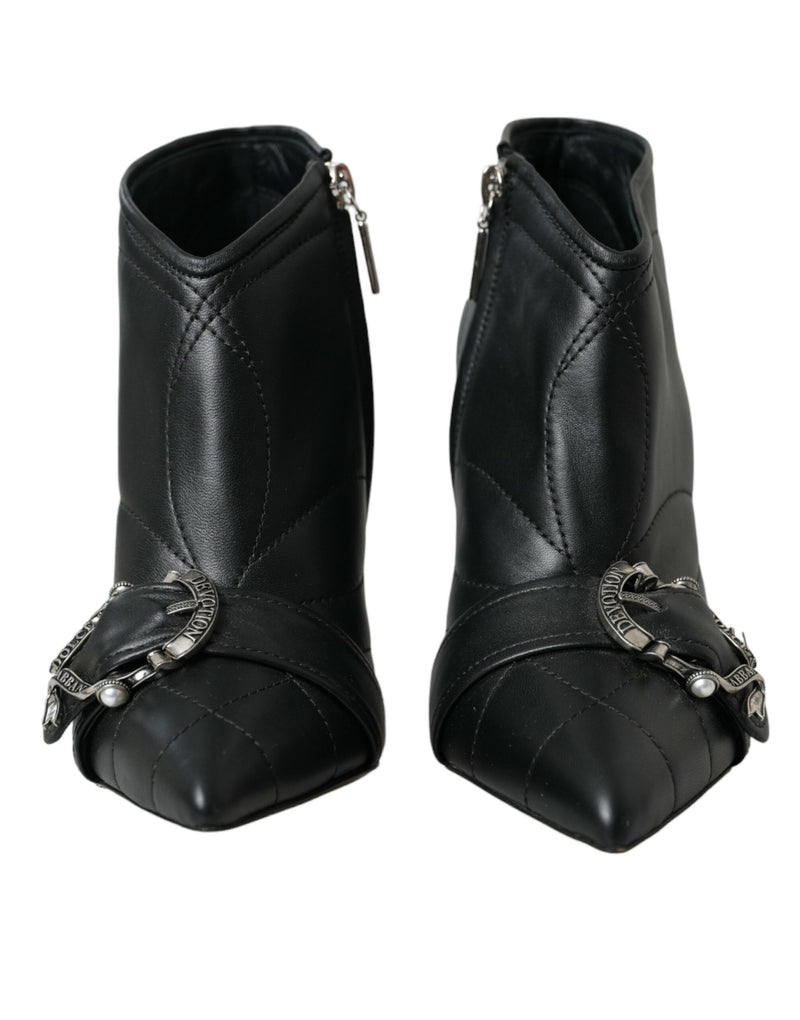 Dolce & Gabbana Black Devotion Quilted Buckled Boots