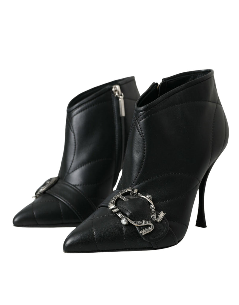 Dolce & Gabbana Black Devotion Quilted Buckled Boots