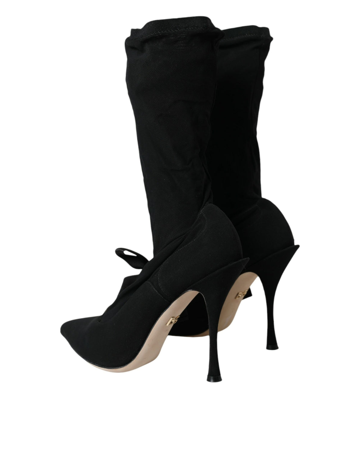 Dolce & Gabbana Black Stiletto Heels Mid Calf Boots