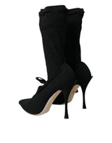 Dolce & Gabbana Black Stiletto Heels Mid Calf Boots