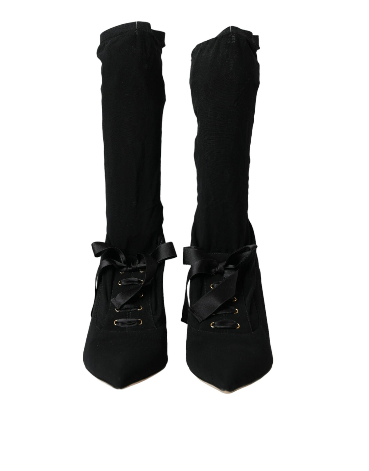 Dolce & Gabbana Black Stiletto Heels Mid Calf Boots