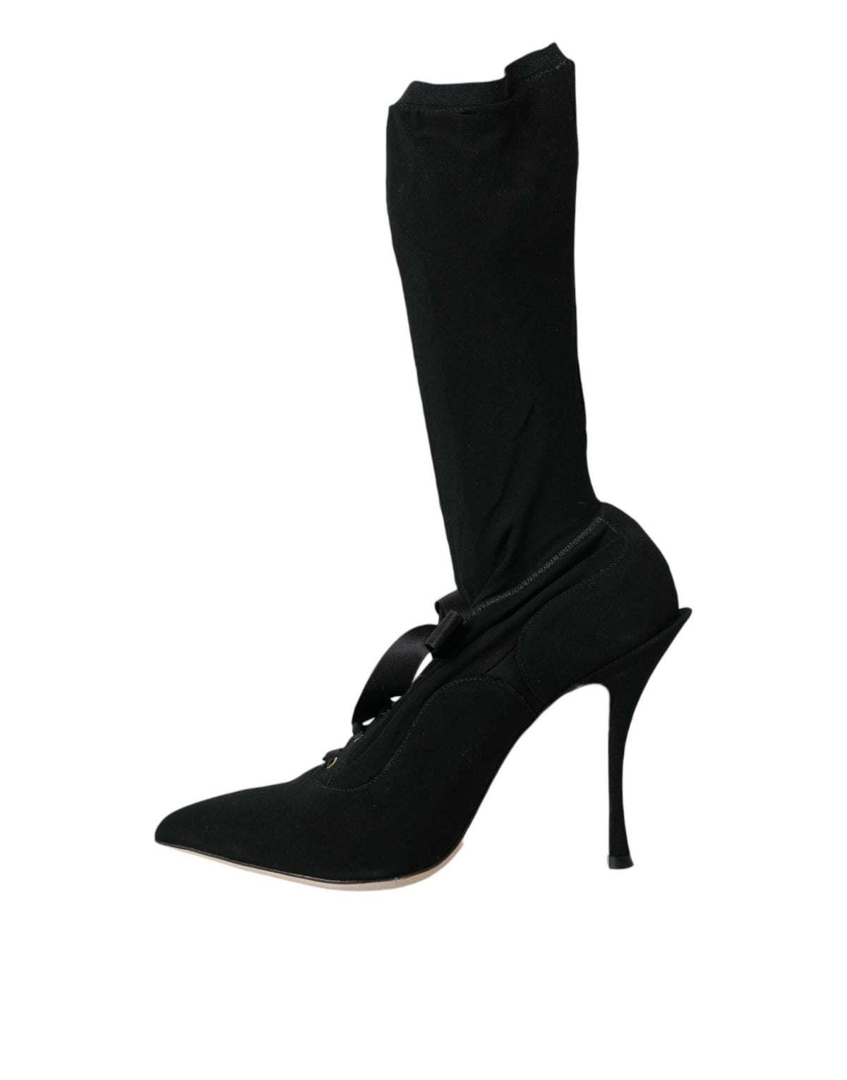 Dolce & Gabbana Black Stiletto Heels Mid Calf Boots