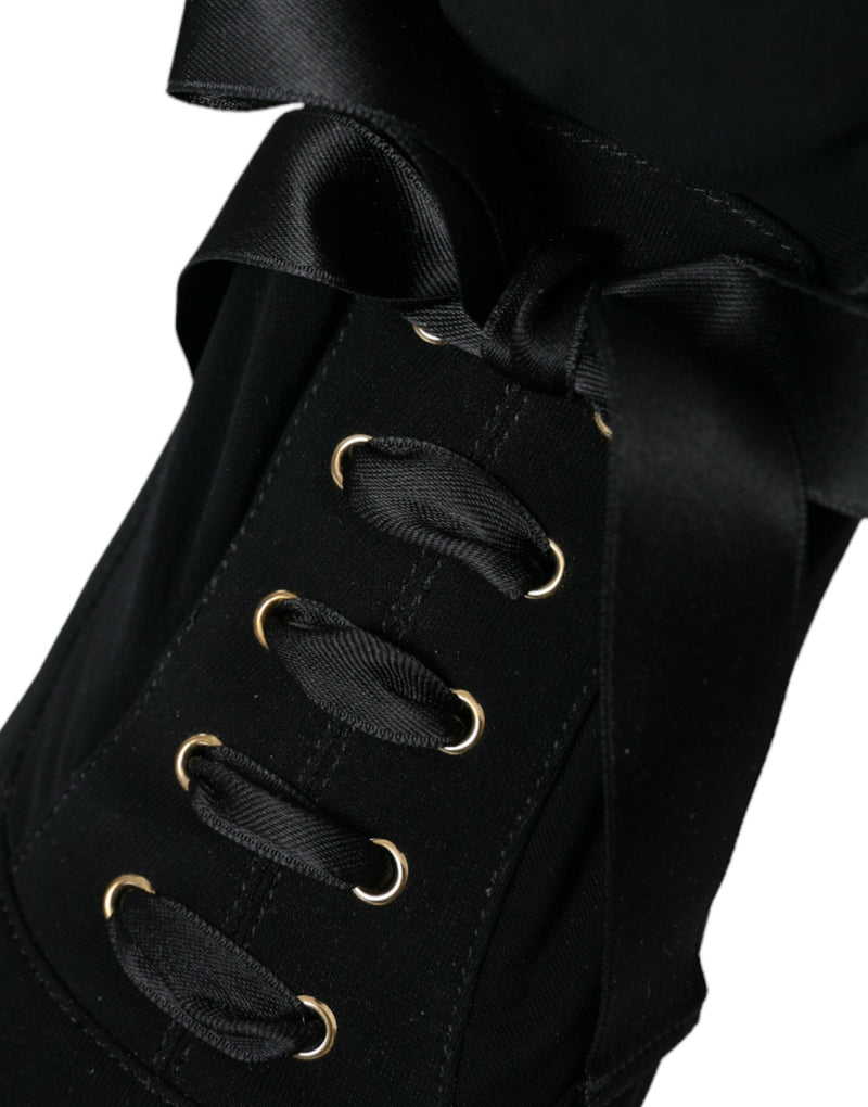 Dolce & Gabbana Black Stiletto Heels Mid Calf Boots