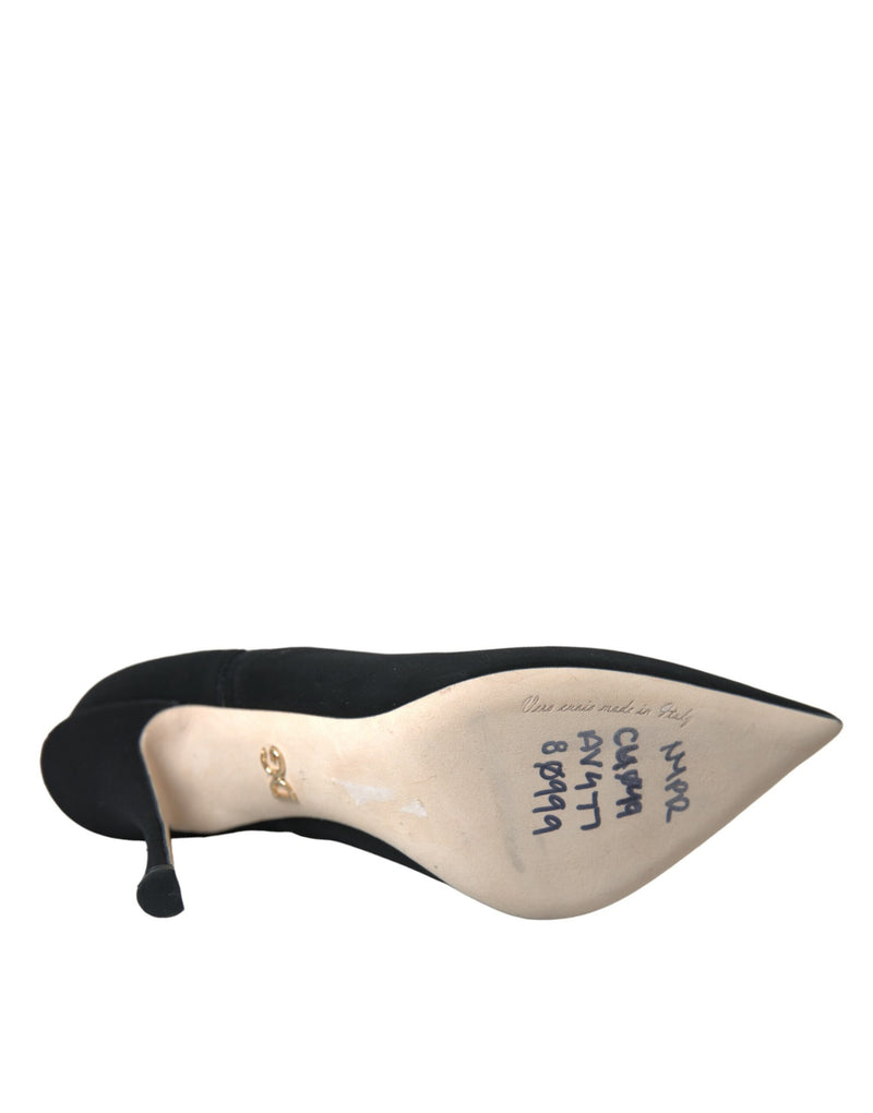 Dolce & Gabbana Black Stiletto Heels Mid Calf Boots