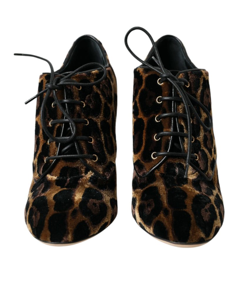 Dolce & Gabbana Brown Leopard Hair Lace Up Booties