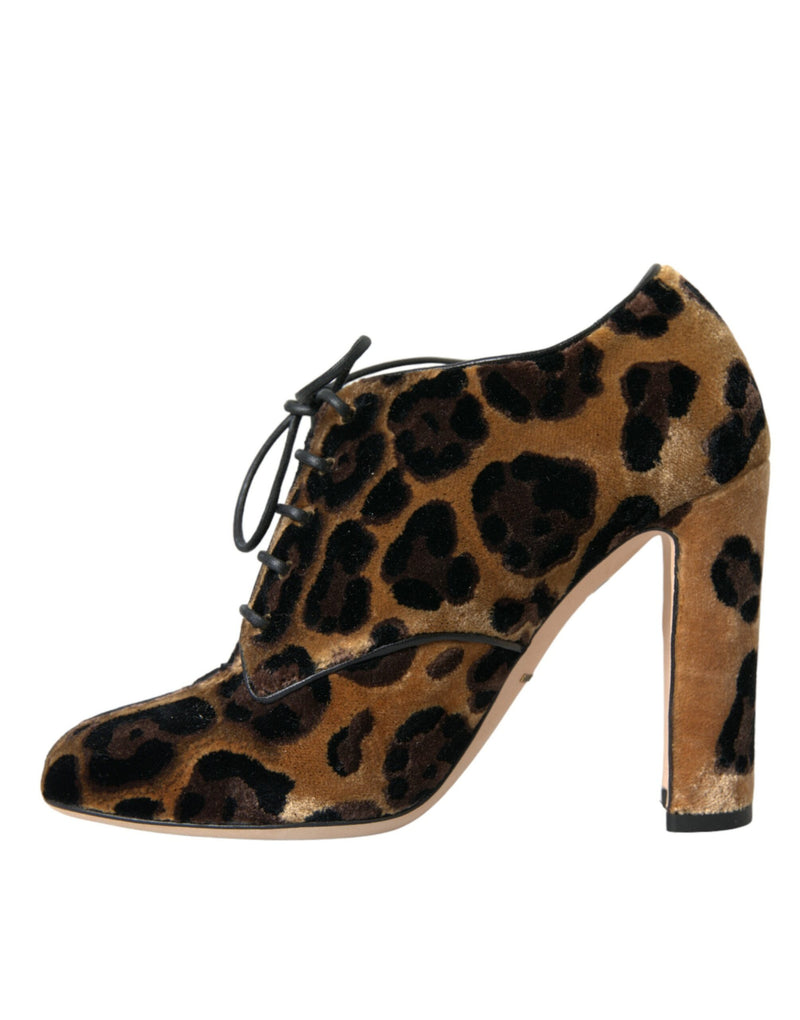 Dolce & Gabbana Brown Leopard Hair Lace Up Booties