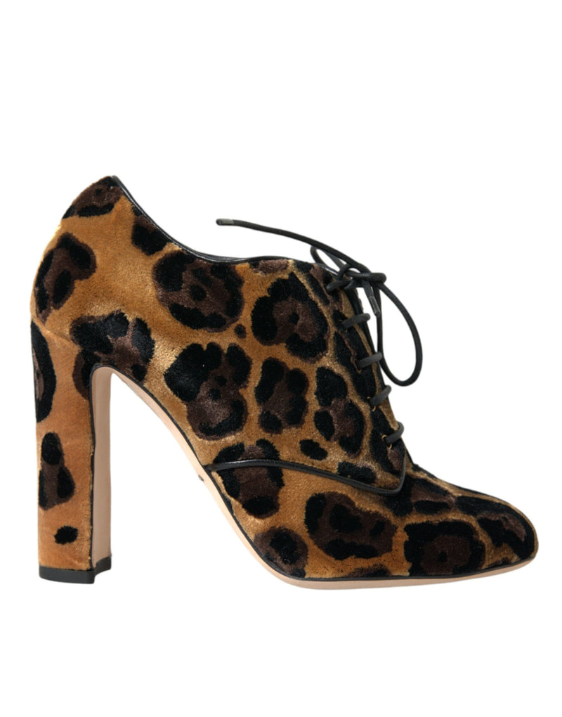 Dolce & Gabbana Brown Leopard Hair Lace Up Booties