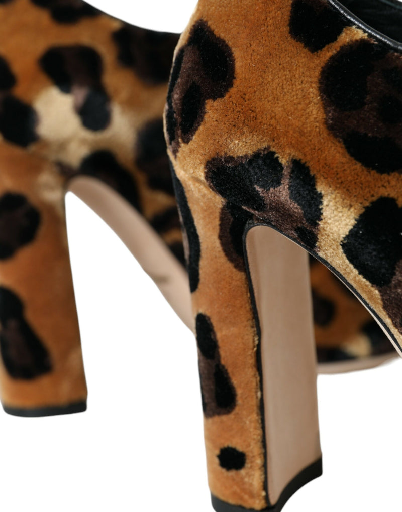 Dolce & Gabbana Brown Leopard Hair Lace Up Booties