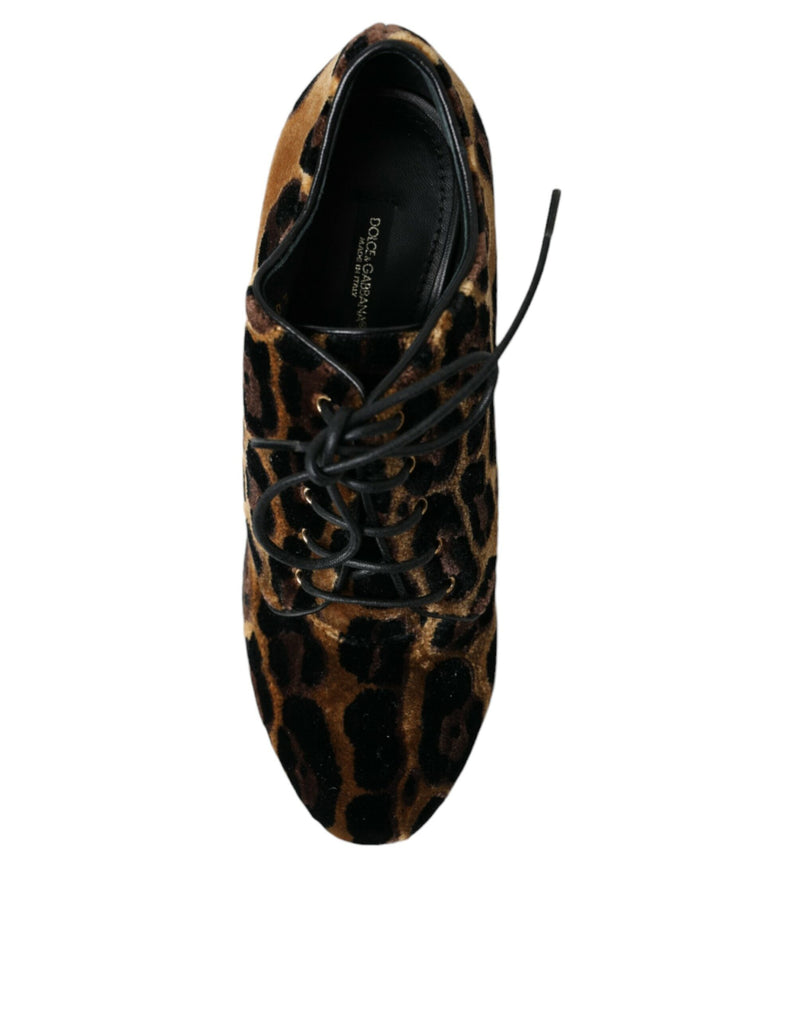 Dolce & Gabbana Brown Leopard Hair Lace Up Booties