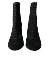 Dolce & Gabbana Black Mesh Stiletto Heels Ankle Boots