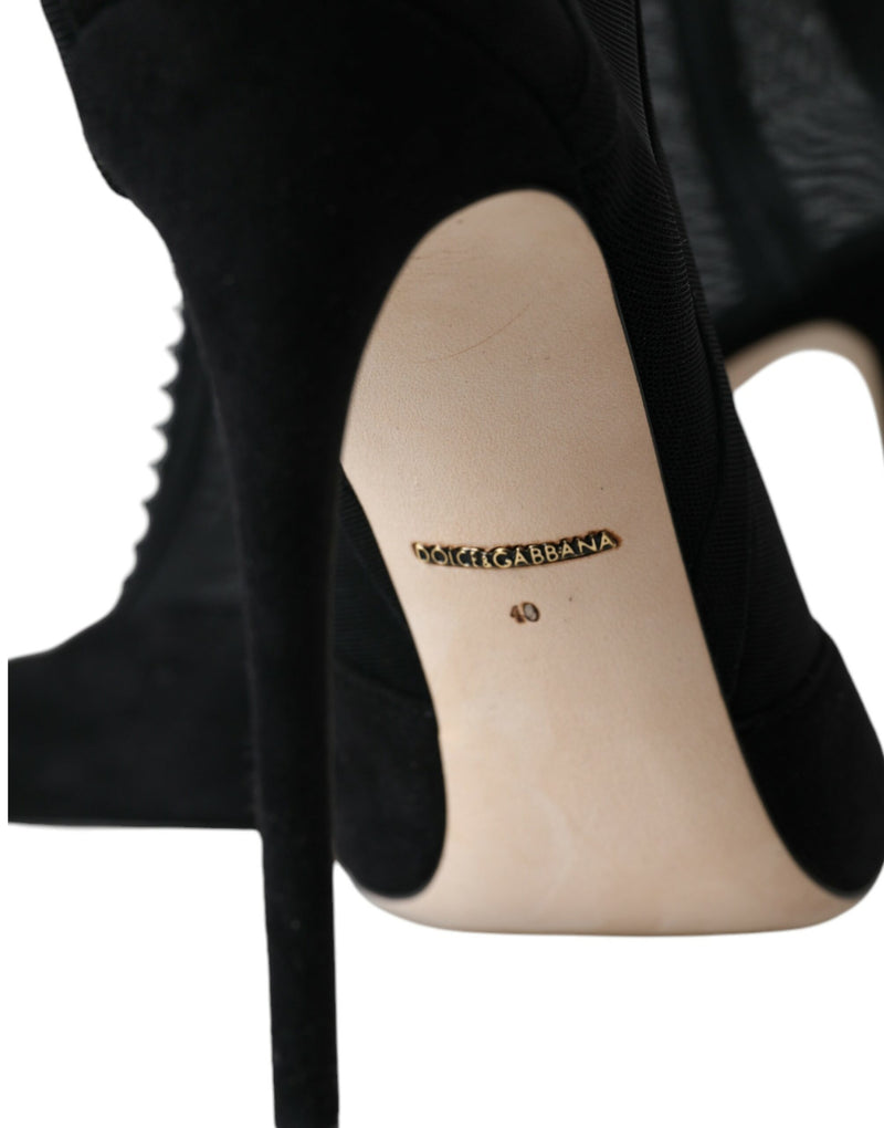 Dolce & Gabbana Black Mesh Stiletto Heels Ankle Boots