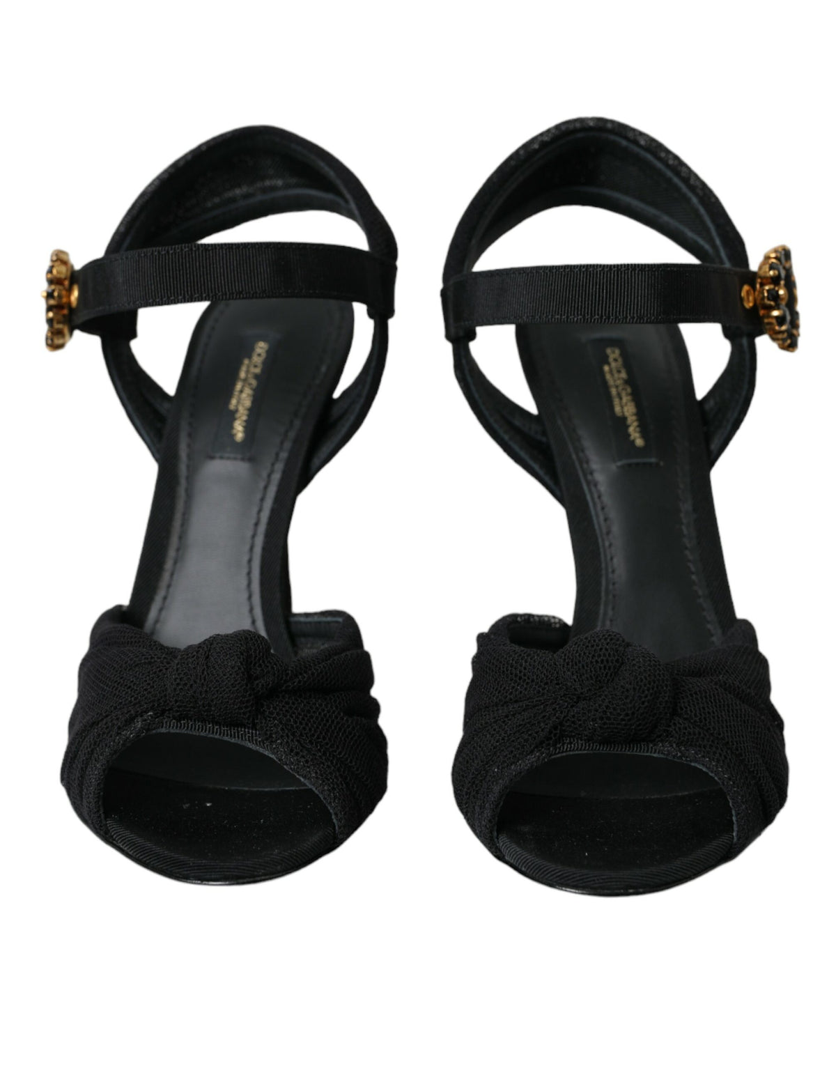 Dolce & Gabbana Black Suede Embellished Heels Sandals