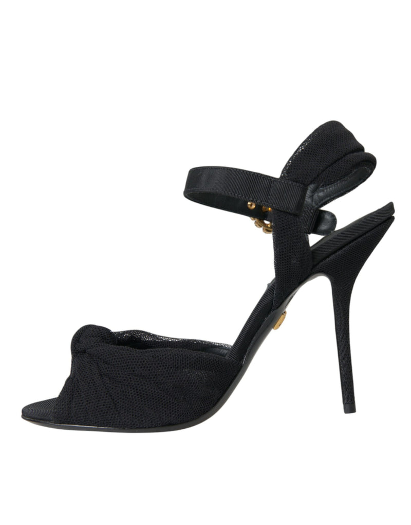 Dolce & Gabbana Black Suede Embellished Heels Sandals