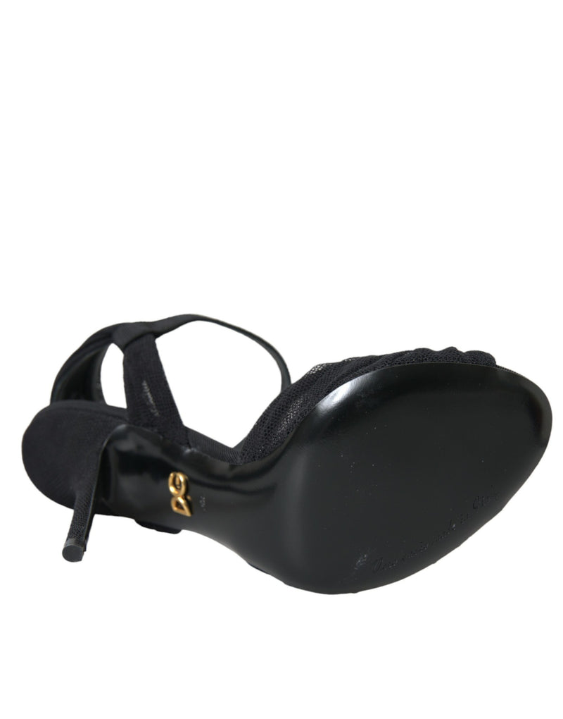 Dolce & Gabbana Black Suede Embellished Heels Sandals