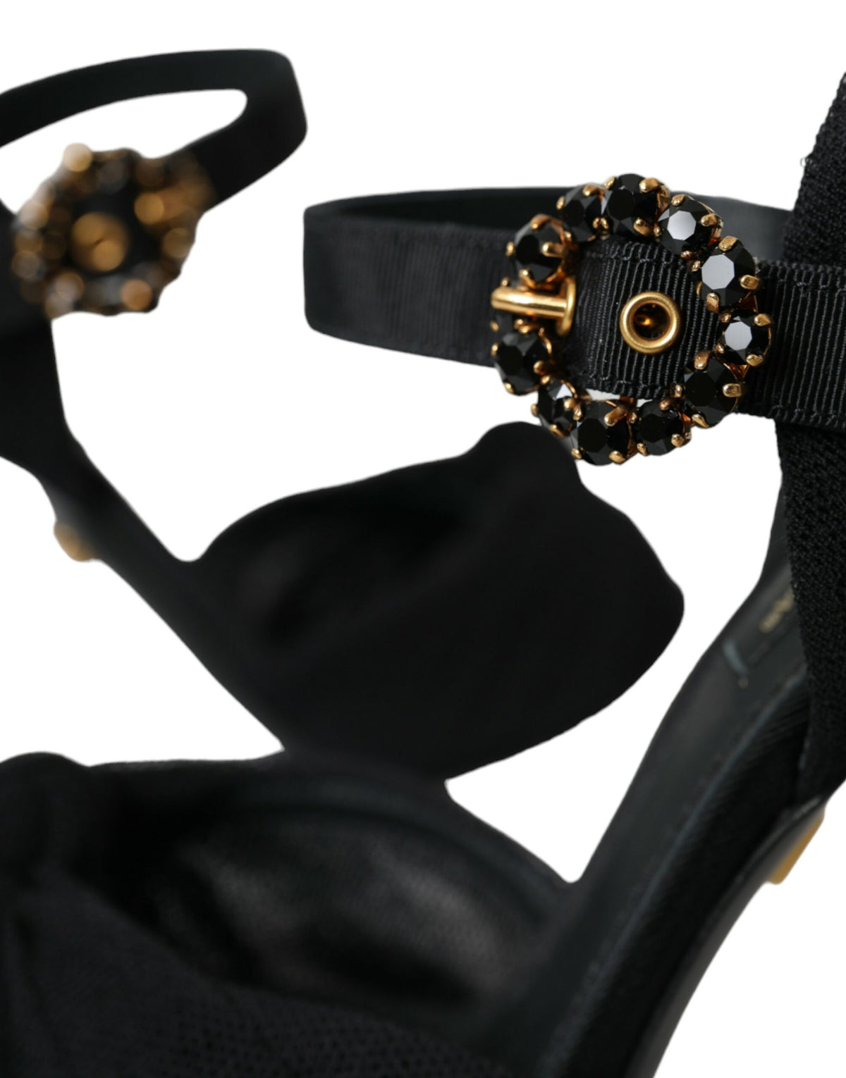 Dolce & Gabbana Black Suede Embellished Heels Sandals