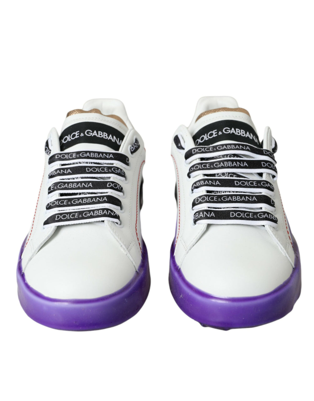 Dolce & Gabbana White Leather Portofino Low Top Sneakers