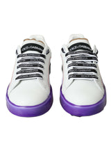 Dolce & Gabbana White Leather Portofino Low Top Sneakers