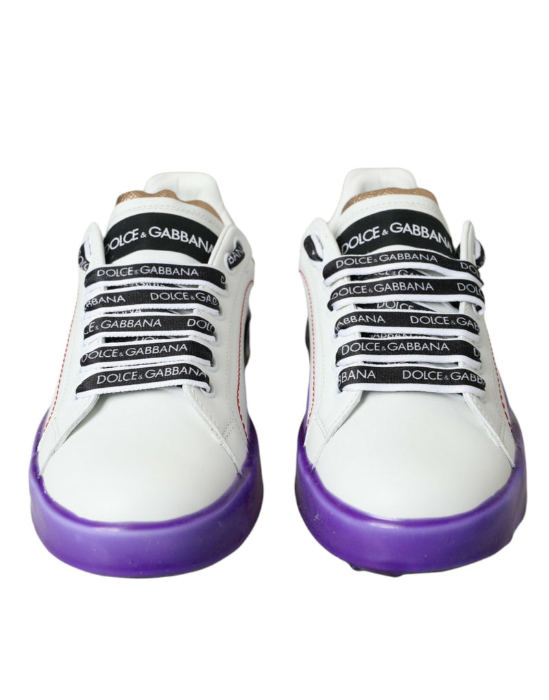 Dolce & Gabbana White Leather Portofino Low Top Sneakers