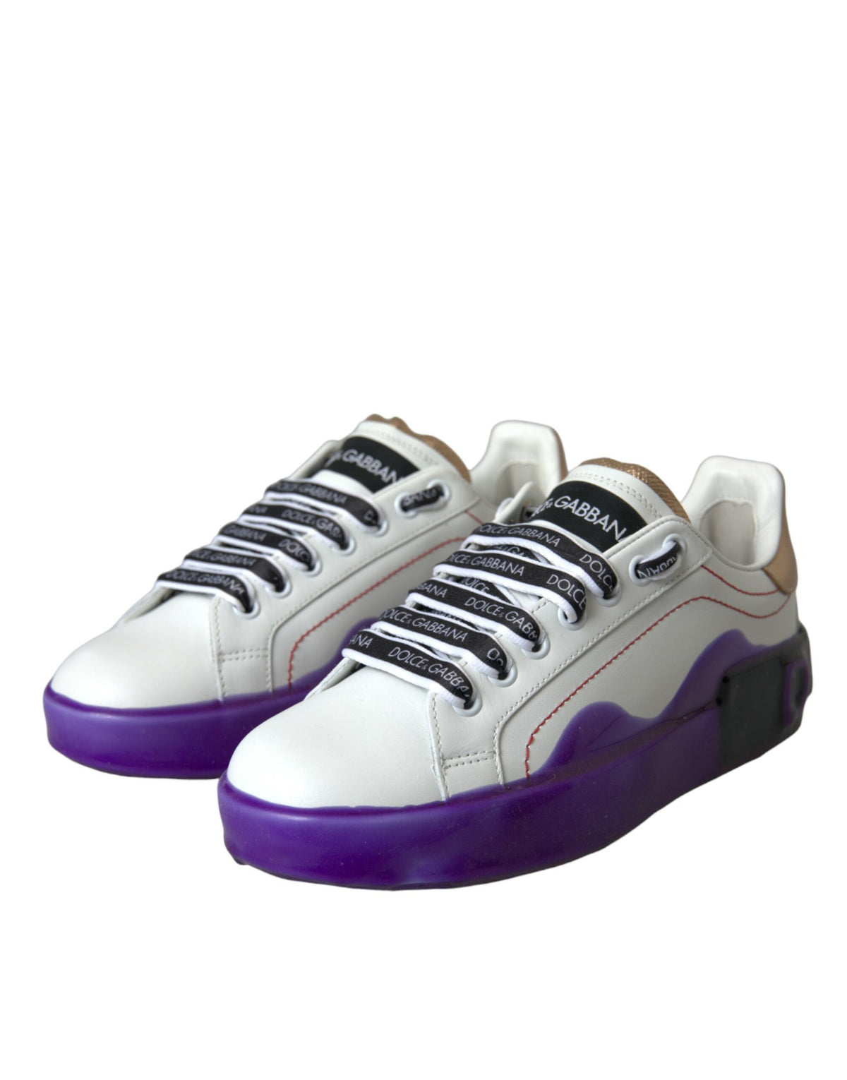 Dolce & Gabbana White Leather Portofino Low Top Sneakers