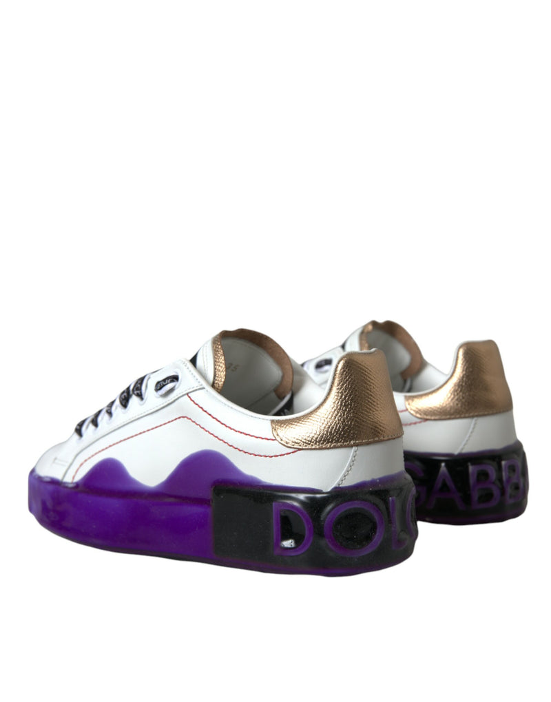 Dolce & Gabbana White Leather Portofino Low Top Sneakers