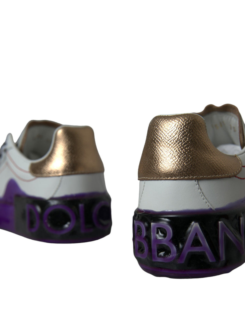 Dolce & Gabbana White Leather Portofino Low Top Sneakers