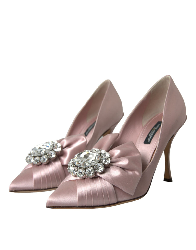 Dolce & Gabbana Pink Satin Crystal High Heels Pumps
