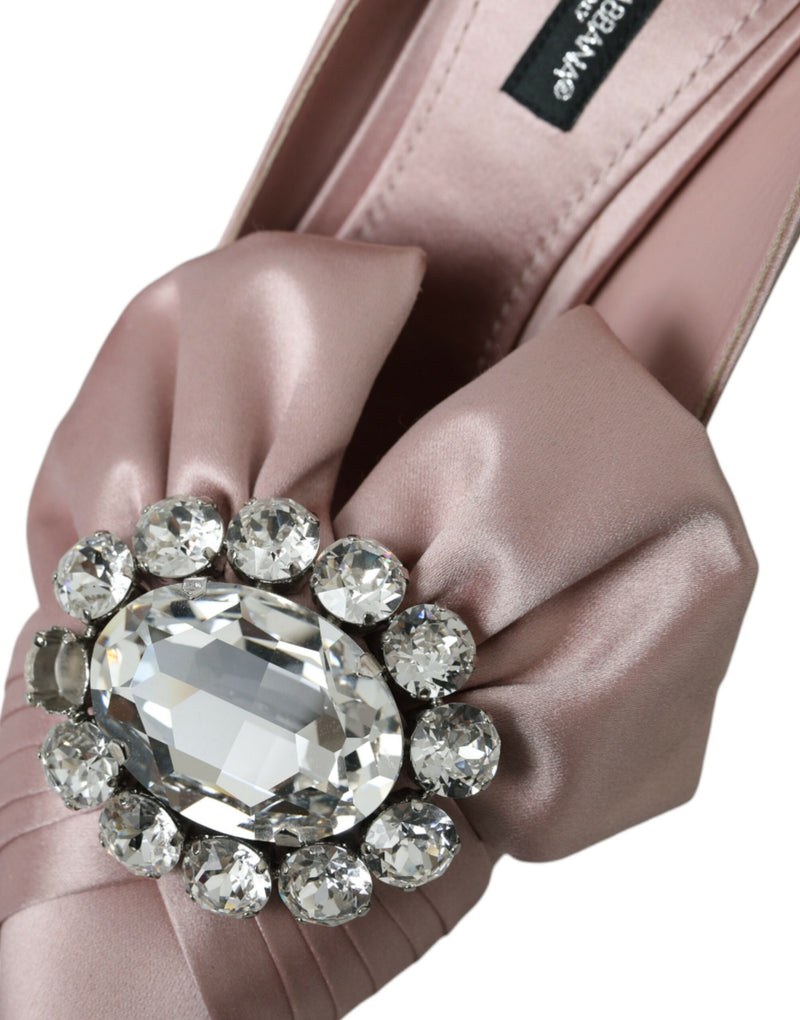 Dolce & Gabbana Pink Satin Crystal High Heels Pumps