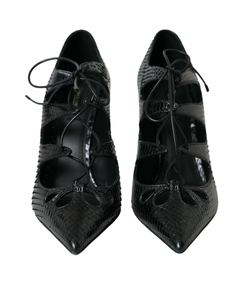 Dolce & Gabbana Black Python Leather Mary Jane Pumps
