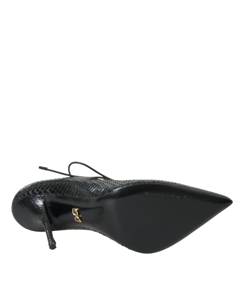 Dolce & Gabbana Black Python Leather Mary Jane Pumps