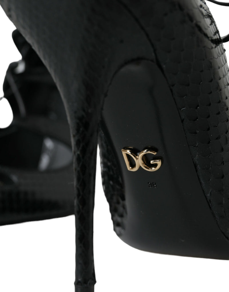 Dolce & Gabbana Black Python Leather Mary Jane Pumps