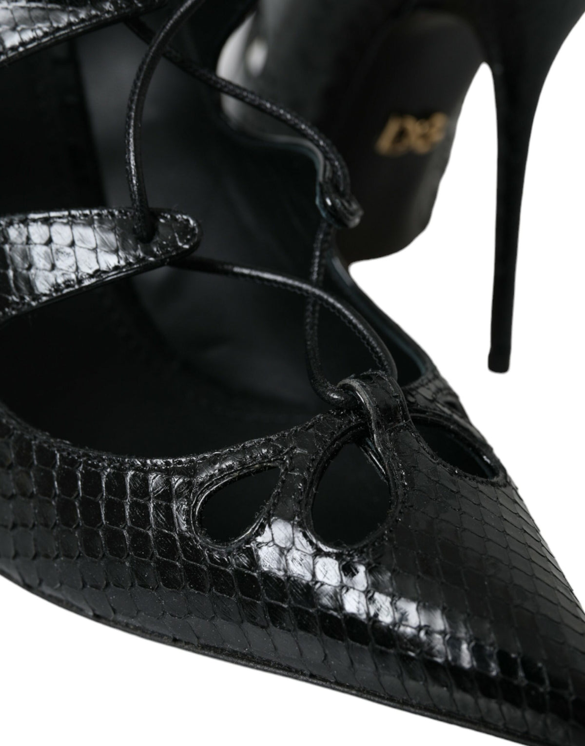 Dolce & Gabbana Black Python Leather Mary Jane Pumps