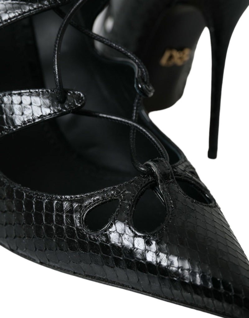 Dolce & Gabbana Black Python Leather Mary Jane Pumps