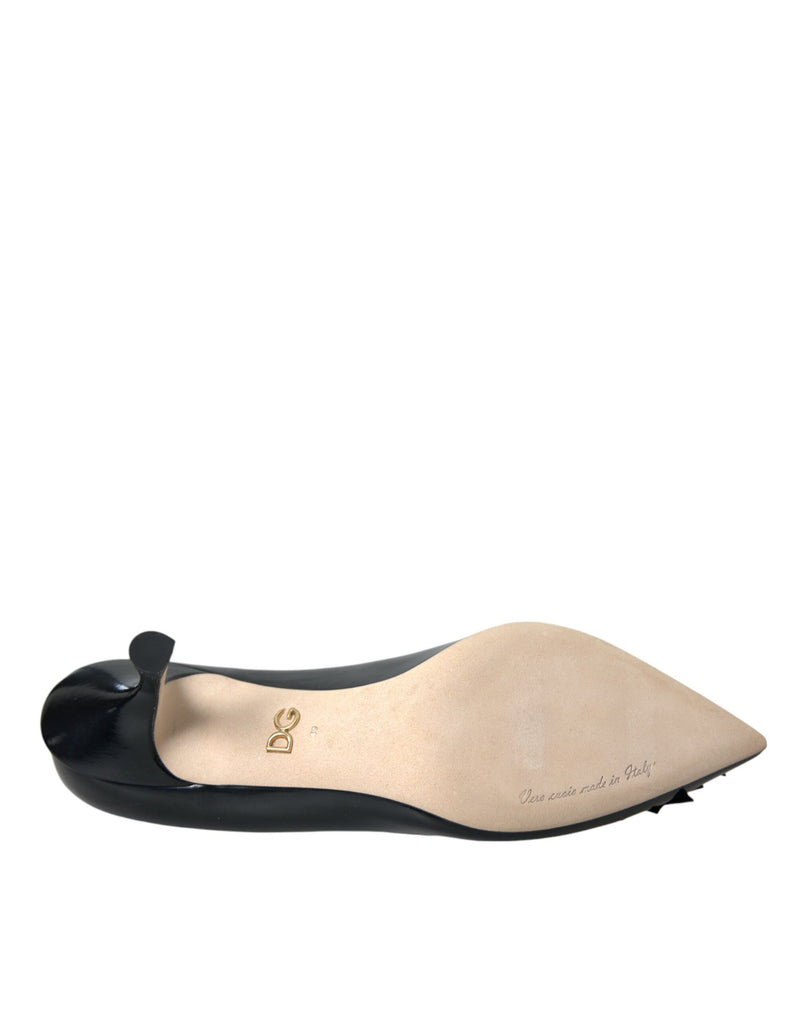 Dolce & Gabbana Black Leather BOOM Patch Heels Pumps