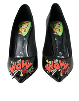 Dolce & Gabbana Black Leather WOW Patch Heels Pumps