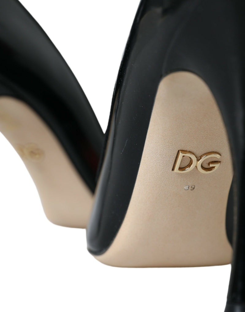 Dolce & Gabbana Black Leather WOW Patch Heels Pumps