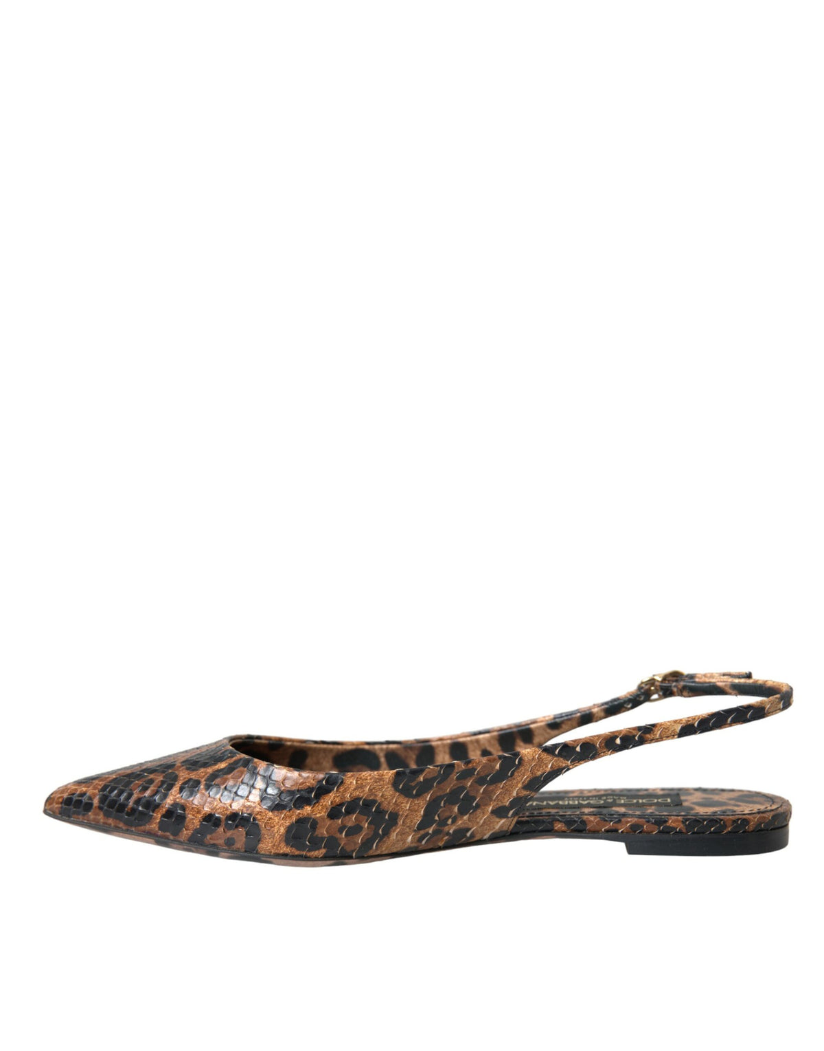 Dolce & Gabbana Brown Leopard Python Skin Slingback Flats
