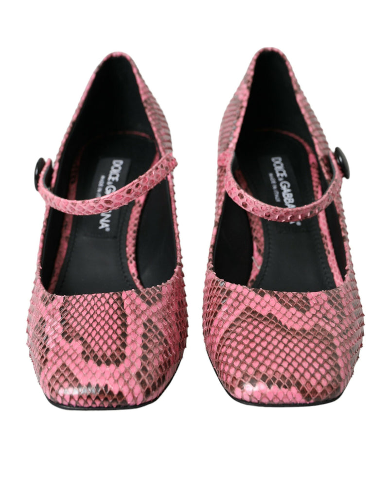 Dolce & Gabbana Pink Python Leather Mary Jane Heels