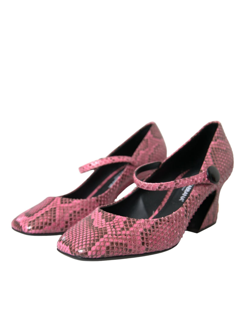 Dolce & Gabbana Pink Python Leather Mary Jane Heels